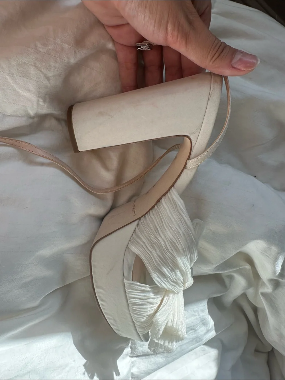 Loeffler Randall Natalia Pearl Platform Bow Heel Sandals Ivory Bridal Wedding